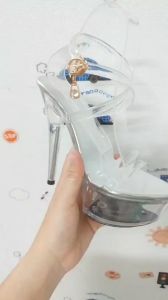 Giầy cao gót trong suốt giày nữ 2 quai dây trong gót trong quai dây gót nhọn cao 15cm đúp trước cao 5cm size 34 đến 40quai trong đơn giản