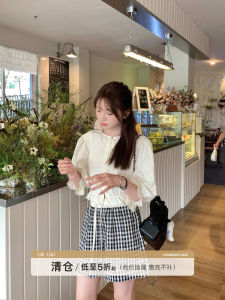 Fashionable Thin Checkered Casual Shorts Womens Design Sense Summer Style Cotton Blend High Waist Trousers for Ladies