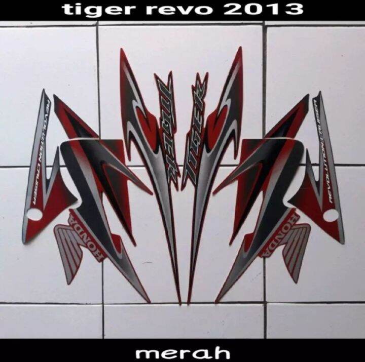 Sticker Striping Full Set Lis List Body Motor Honda Tiger Revo Tahun Warna Merah Standar