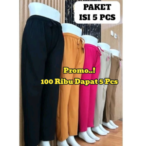 PAKET isi 5PCS Celana Panjang Wanita Dewasa hornet/Luna Pants Knit Terbaru