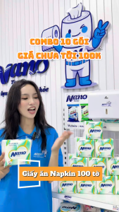 Combo 10 gói khăn giấy vuông cao cấp Nano napkin K240 100 tờ (24x24cm) giấy ăn khô vuông siêu rẻ | Nano Tissue