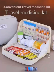 Canvas Large Capacity Portable Medicine Organizer Bag | Home First Aid Kit Student Medical Storage Pouch for Medication & Pill Organizer