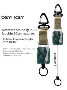 DEYIKEY | Automatic Retractable Keychain Outdoor Climbing Stretchable Anti-Loss Hand Rope Steel Wire Rope
