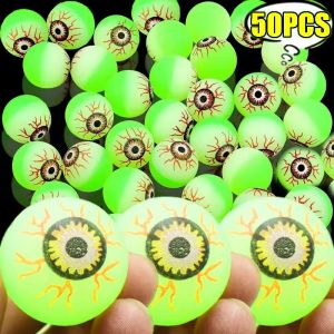 50Pcs Halloween Glow in The Dark Eyeball Toys Luminous Scary Bouncy Ball Haunted House Horror Props Kids Gift Elastic Balls