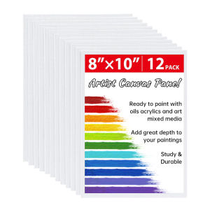 Canvas Panels for Painting 12 Value Pack Bulk 8×10 InchPrimed Blank Canvas Boards Suitable for AcrylicOilWatercolorTempera