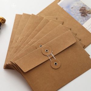 【Hot Sale】5 Pcs Vintage Thickened Kraft Envelope with Binding Buckle Classic File Storage Bag Document Envelopes Kraft Binding Envelope