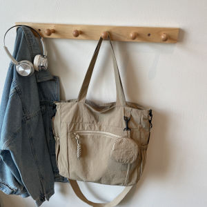 Casual Large Capacity Canvas Tote Bag Women Summer Simple Match Commuter Shoulder Bag Student Class on Duty Crossbody Bag