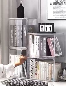 ~SG Seller~ Dustproof Book & Cosmetic Display Cases Shoe Box Dust Proof Large Figures Collectibles Showcase Toy Storage Box Multi Storage Purposed Clear Stackable Plastic Storage Bins with Magnetic Attraction Lid Protection Organizer for Bags