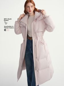 DUSHU | Quilt Down Warm Waist Slimming Hooded Coat