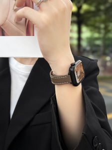 Suitable for Applewatch10 Watch Band S9 Fall and Winter New Arrival Iwatchs8 Strap Womens Leather Magnetic S7s6 Fancy S5 Niche Style Apple Watch SE2 Girl Wrist Strap Watch Bracelet Womens