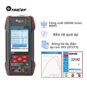 Máy Đo Đa Năng Năng Lượng Mặt Trời TOOLTOP 2000W Máy Kiểm Tra Năng Lượng MPPT Có Chức Năng Bảo Vệ Quá Áp 60000 Đếm Máy Đo Năng Lượng Quang Điện 2 Trong 1 Với Màn Hình Hiển Thị Đường Cong Điện Áp Dòng Điện