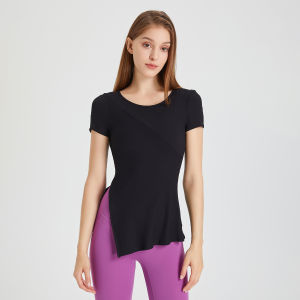 FX Series Yoga Clothes Womens Tight Fitness Short Sleeve Running T-Shirt Breathable Quick Dry Moisture Wicking Ultra Elastic