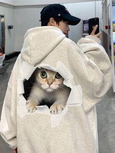 เสื้อฮู้ดผู้ชายสไตล์อเมริกันย้อนยุคขนาดใหญ่ ผ้าขนแกะ ทรงหลวม แฟชั่นฤดูใบไม้ผลิและฤดูใบไม้ร่วง ปกติ แขนยาว ปกติ