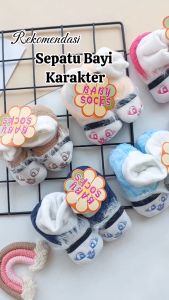 Sepatu Prewalker Bayi Perempuan 0-6 Bulan Newborn Karakter Lucu
