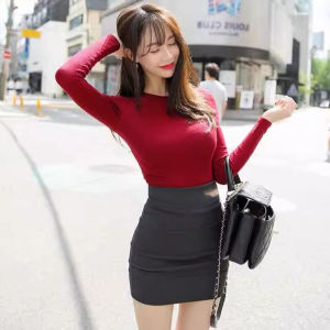 Sweet And Spicy Style Long Sleeve round Neck T-Shirt Womens Slim Fit Cotton Base Shirt Inner Wear Fashionable Top for Autumn