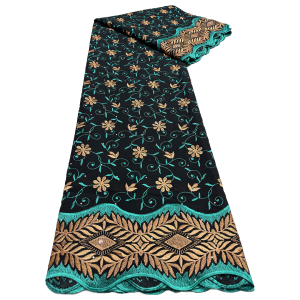 Luxury 5Yards African Cotton Lace Fabric - Embroidered Swiss Voile With Stones For Wedding Prom & Formal Dresses