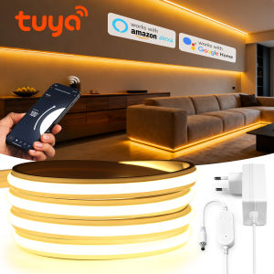 Tuya Smart Life APP wifi 24V COB LED Strip Light Neon Silicone Gel Tape Dimmable Work with Alexa Echo Google Home 280leds/m