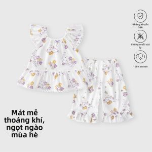 TONGLIANCHUXIN | Bộ Quần Áo Bé Gái Công Chúa Thời Trang 2 Món Cotton Voan