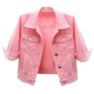 Womens Denim Jacket Spring Autumn Short Coat Pink Jean Jackets Casual Tops Purple Yellow Purple Blue Loose Tops Lady Outerwear