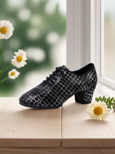 Fashionable Cowhide Latin Dance Shoes for Adults Professional Teachers Outdoor Square Medium Heel Soft Bottom Dance Shoes