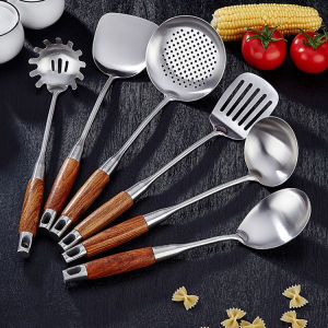 New Stainless Steel & Rosewood Cooking Set