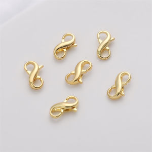 หัวเข็มขัดหอยลิงแบบสปริงโลหะผสมชุบทอง 14K หัวเข็มขัดสร้อยคอ หัวเข็มขัดสร้อยข้อมือ DIY ทำมือ อุปกรณ์งานฝีมือ