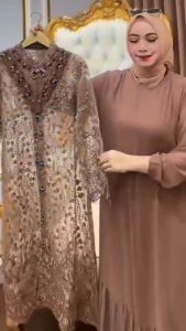 Harumma Dress Outer Ceruty Mix Brukat Gamis Lebaran Tahun 2025 Dewasa Dress Wanita Kondangan Elegan