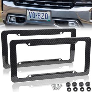 Car License Plate Frame Plastic ABS Carbon Fiber Pattern License Plate Holder US Standard License Plate Frame with Screws