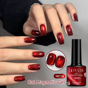 LILYCUTE 7ml Red Cat Magnetic Gel Nail Polish Glitter Full Coverage Varnish Semi Permanent UV/LED Soak Off Nails Art