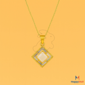 HappyRabbit - Kalung Liontin Persegi Putih Permata Zircon | Titanium Steel 18K Anti Karat HR11015