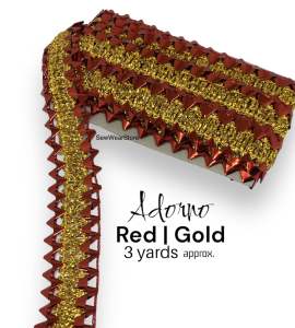 Adorno | #M22-133 Metallic Foil Trimmings Gold Silver Lace Trimmings 3Yards per Roll