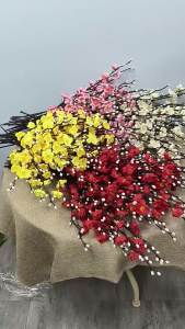 Hoa Mai Nhân Tạo Cành Dài 21.7 Inch Hoa Giả Wintersweet Trang Trí Nhà Cửa Khách Sạn Văn Phòng Tiệc Cưới Vườn Cành Nhựa