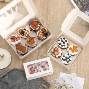 Childrens Day Handheld Cake Packaging Box Grid Muffin Pack Box Egg Tart Box 2/4/6/12 Pieces Packing Box Kitchen Baking Tools