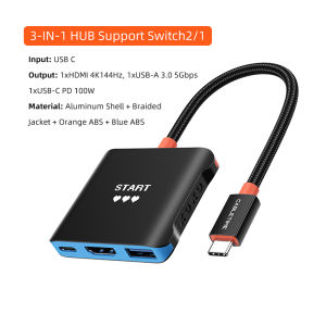 Cabletimes | CABLETIME 3 in 1 USB C Hub for Nintendo Switch 2/Steam Deck 4K144Hz PD100W 5Gbps Portable TV Dock Station with Switch Port