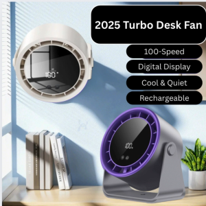 [SGSTOCK] 2025 Turbo Desk Fan | 100-Speed Rechargeable Air Circulator | Digital Display | Wall-Mount Table Fan Quiet Wind