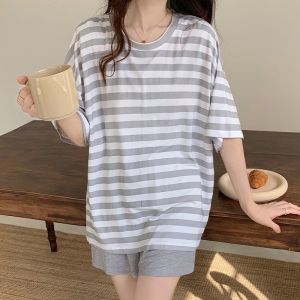 Bộ Đồ Ngủ Cotton Modal Mùa Hè Mỏng Có Đệm Ngực Một Mảnh Tay Ngắn Quần Short Mặc Ở Nhà Cho Học Sinh Có Thể Mặc Ngoài Trời
