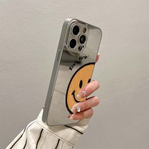 Half Face Smiling Electroplated Mirror Surface Phone Case for  16 15Promax 14 13 12 11 X/17 Full Cover Xr Advanced 8Plus Simple