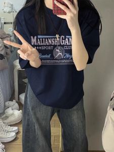 American Retro Pure Cotton Short Sleeve T-Shirt Women Loose Large Size Design Sense Oversize Half Sleeve Couple Tops