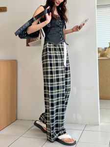 Quần Ngủ Lụa Cotton Mùa Hè Mỏng Cho Nữ Quần Dài Ống Rộng Rộng Rãi Quần Dài Thoải Mái Mặc Ở Nhà Quần Dài Mùa Hè