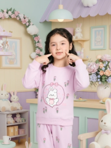 Bộ đồ nỉ bé gái size đại Bigfox Miss Meow áo dài tay thu đông mặc nhà cho trẻ em 3-11 tuổi 35kg