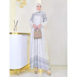 Gamis silk motif Bella terlaris best seller busui frendly bisa cod jumbo gamis pesta seragaman