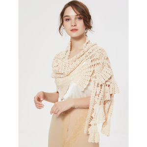 Handmade Knitted Long Woolen Scarf Hollow out Design Versatile Shoulder Wrap Womens Fashionable Spring Autumn Winter Accessory