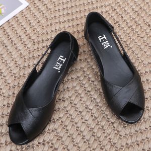 รองเท้าแตะส้นกลางผู้หญิง รองเท้าแตะสไตล์โรมัน รองเท้าแตะหนังแท้ รองเท้าแตะพื้นนุ่ม รองเท้าแตะแบบสวมสบาย รองเท้าแตะปากปลา รองเท้าแตะขนาดใหญ่ รองเท้าแตะฤดูร้อน