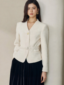 Roey s house | Unique Stylish Slim Fit V-Neck Short Jacket Beige
