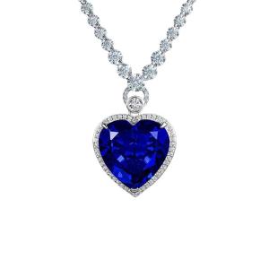 AILEQ | Valentine Blue Ocean Heart Necklace Silver Pendant