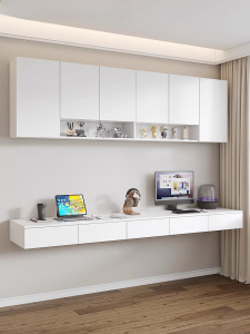 Solid Wood Wall-Mounted Bookshelf Closet Wall Storage Rack Wall-Mounted Bookcase Wall Cupboard Hanging Desk Computer Desk