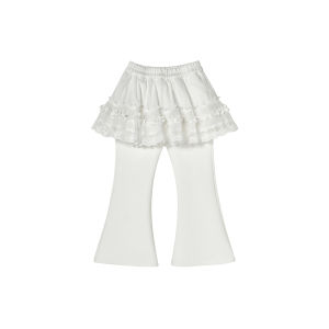 toz mama | Hand-Embroidered Floral Base Layer Knit Vest Bell-Bottom Pants for Girls Early Autumn