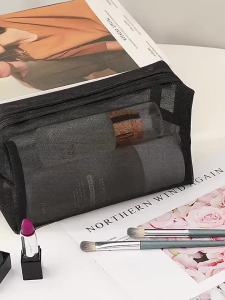 3 Size Transparent Mesh Zipper Cosmetic Bag / Large Capacity Portable Travel Storage Bag / Multipurpose Breathable Mesh Zipper Pouch / for Toiletries Cosmetic Stationeries