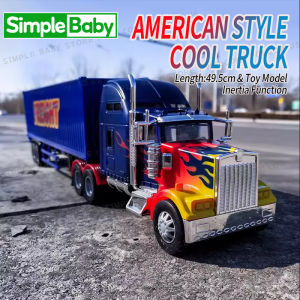Container Truck Toy For 49 cm American Style Vehicle Model Inertia Power Color Box For Kids Birthday Gift For 3 4 5 6