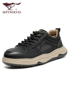 Comfortable Casual Mens Shoes Septwolves Thick Bottom Sports Sneakers Pure Black Breathable Youth And Middle-aged Mens Footwear